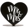 Metall kaketopp Mr & Mrs i hjerte - Siluett sort