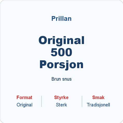 PRILLAN ORIGINAL PORSJON 165g 500STK Nikotin:13mg/g