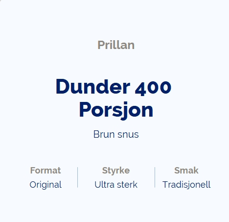 PRILLAN PORSJON DUNDER 240g 400STK Nikotin:34mg/g