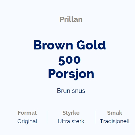 PRILLAN PORSJON BROWN GOLD 180g 500STK Nikotin:23mg/g