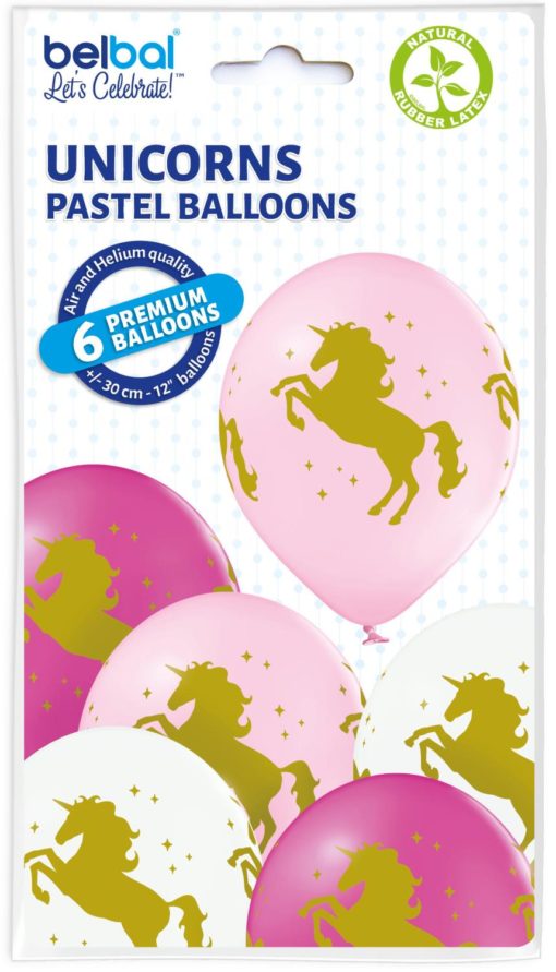 Pastel unicorns ballonger 6 pk