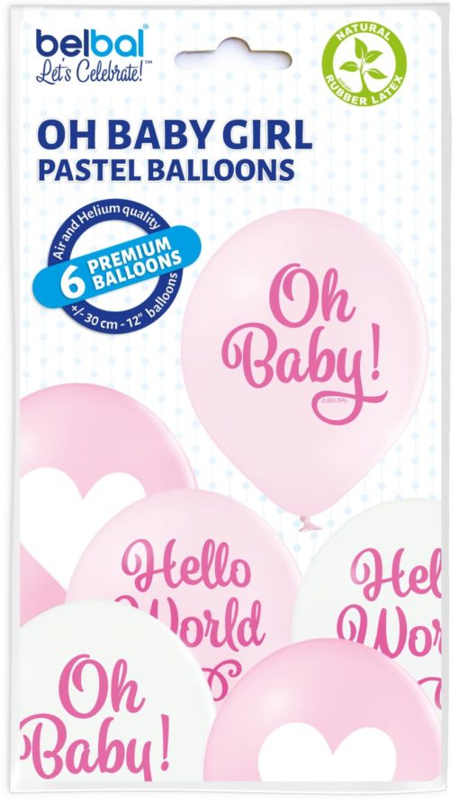 Oh baby ballonger rosa 6 pk