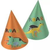 Dino roars partyhatter 6pk