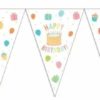 Birthday cake flaggbanner i plast 20x30cm (10 meter)