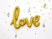 Ballong-ord Love gull 73x59 cm