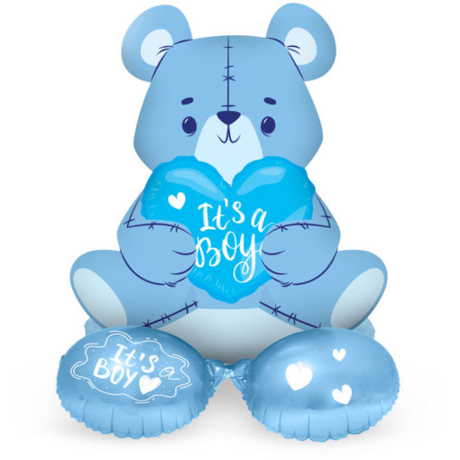 Folieballong med base Bear 'It's a Boy' Blue - 61 cm