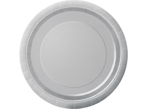 Pappfat ensfarget sølv 8pk