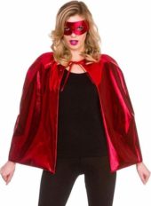 Metallic superhero cape & mask red