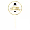 Kaketopp happy birthday mustasje ring hvit 10 cmØ