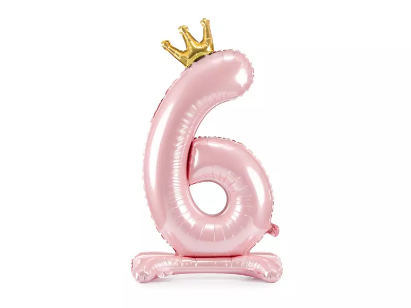 Tallballong med krone på fot 6 rosa 84cm