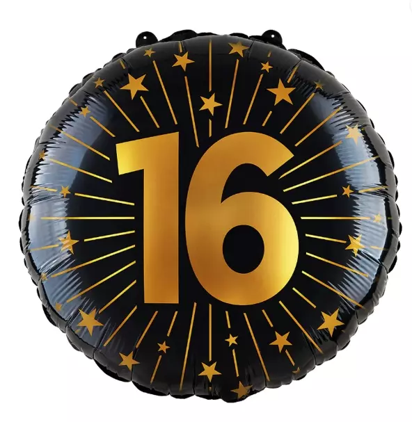 16 år Golden celebrations folieballong