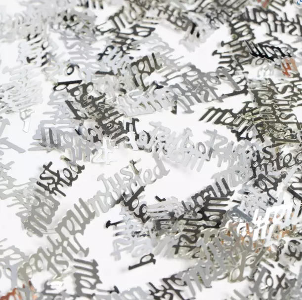 Just married konfetti sølv