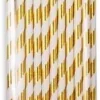 Papirsugerør gullstripet 20pk