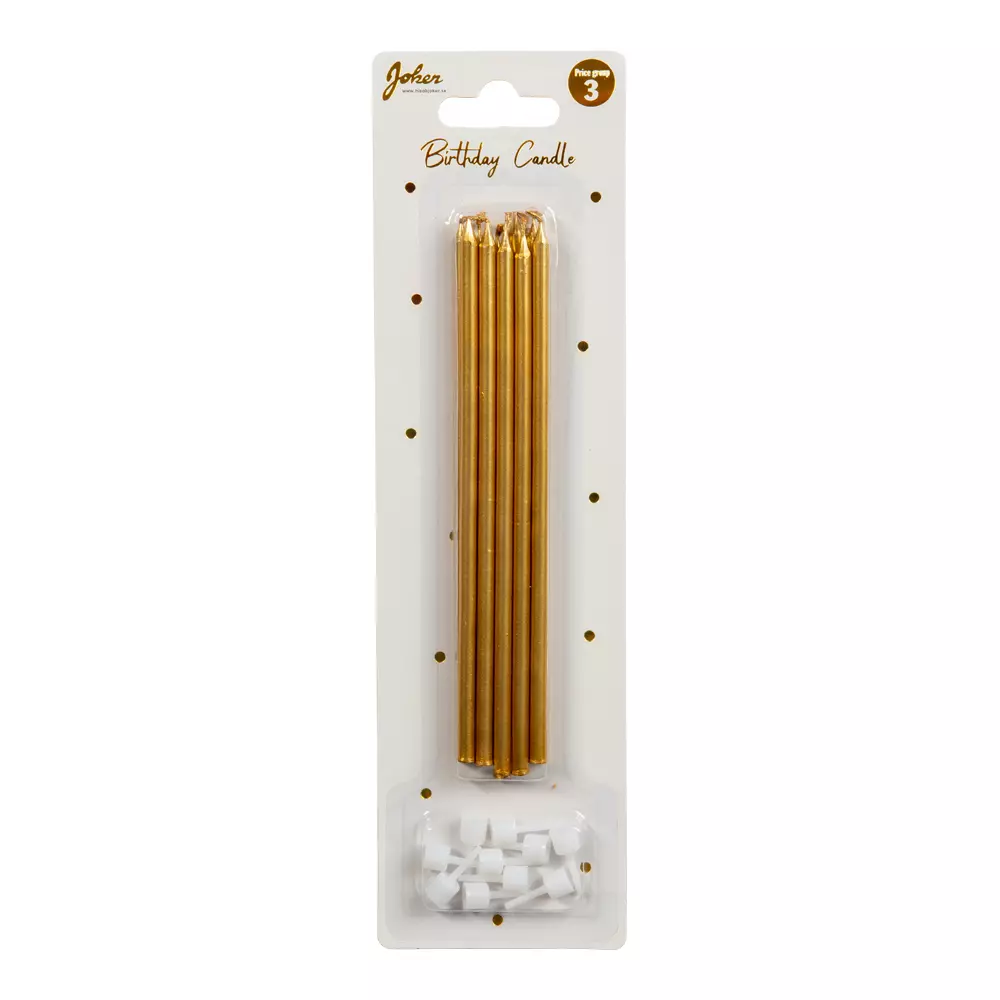 Lange kakelys i gull med holdere 10 pk