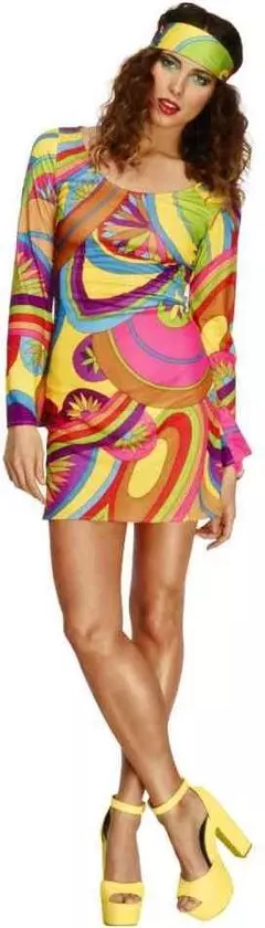 70s flower power dress S