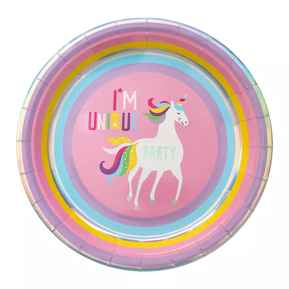 Unicorn party fat 23 cm 8 pk