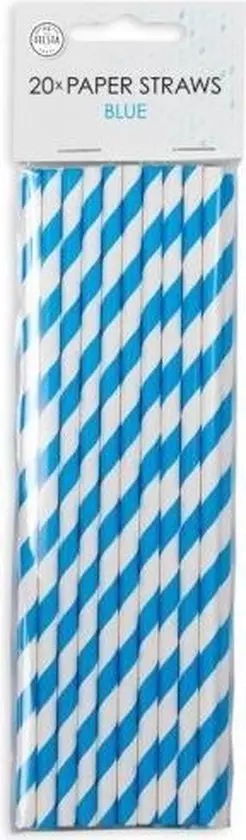 Papirsugerør blåstripet 20 pk