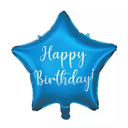 FOIL BALLOON STAR HAPPY BIRTHDAY BLUE