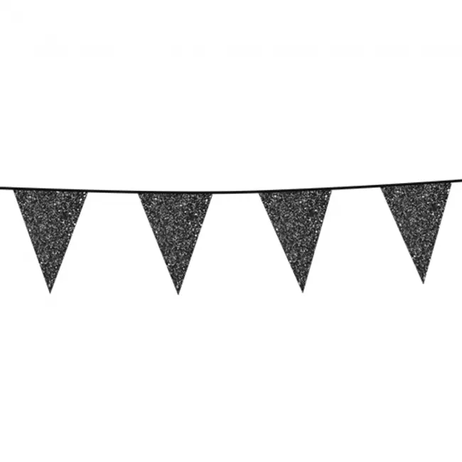 Glitter flaggbanner svart 20x30cm 6m