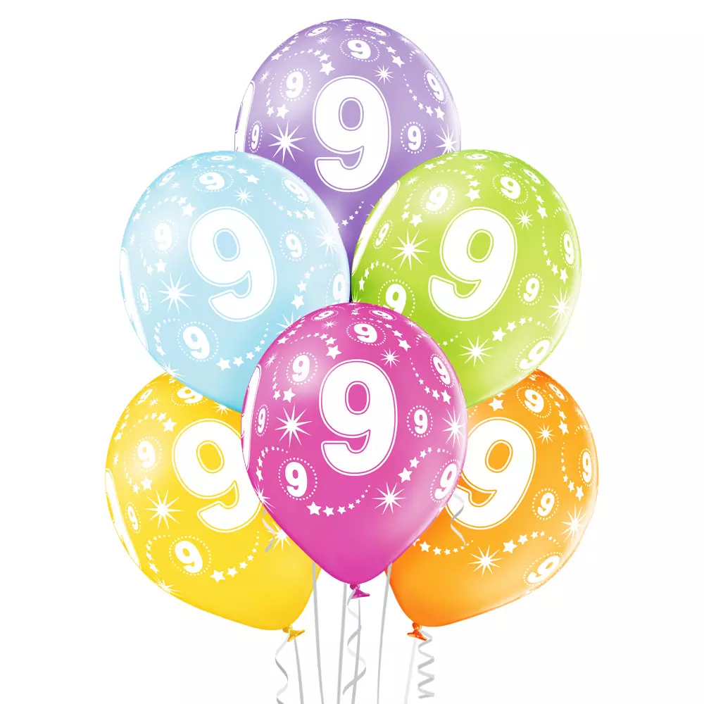 9th birthday pastel ballonger 6pk 30cm Ø