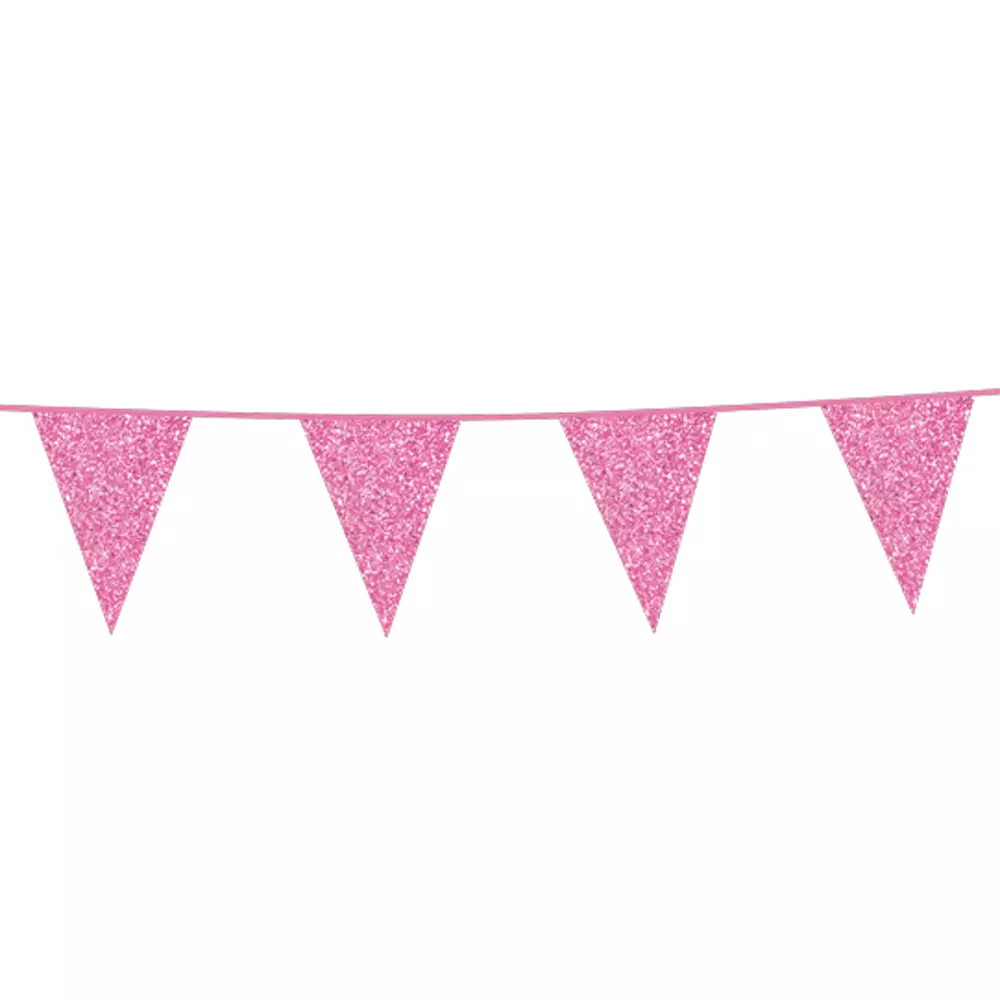 Glitter flaggbanner baby pink 20x30cm 6m