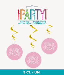 Pink Hearts Baby virveldekorasjon 3pk