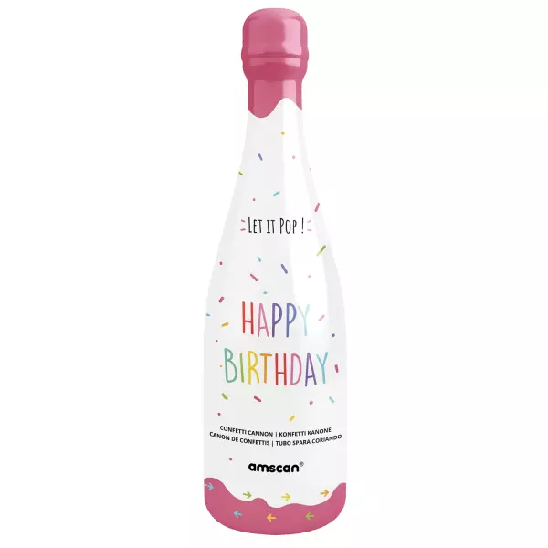 Confetti Bottle Multicolor Rectangular Paper 32cm Pink Bottle