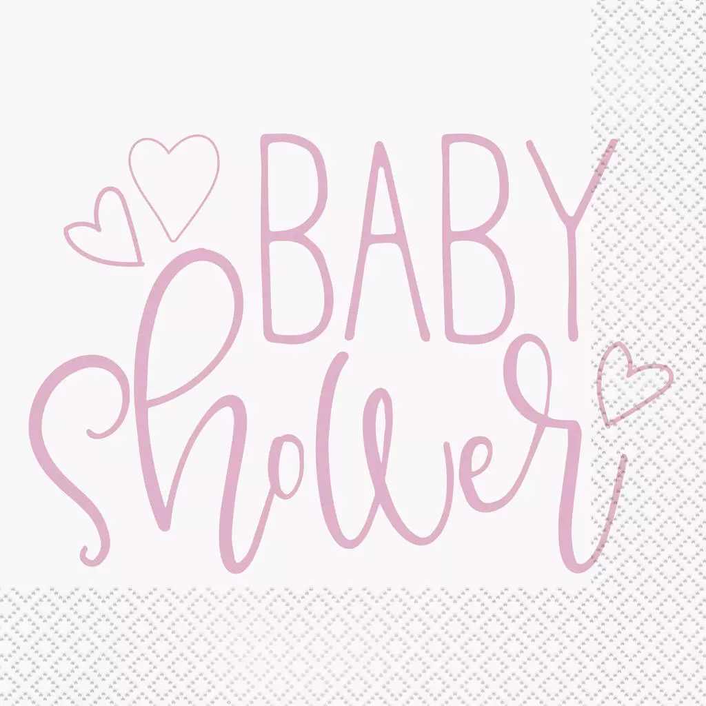 Pink hearts babyshower servietter 16pk