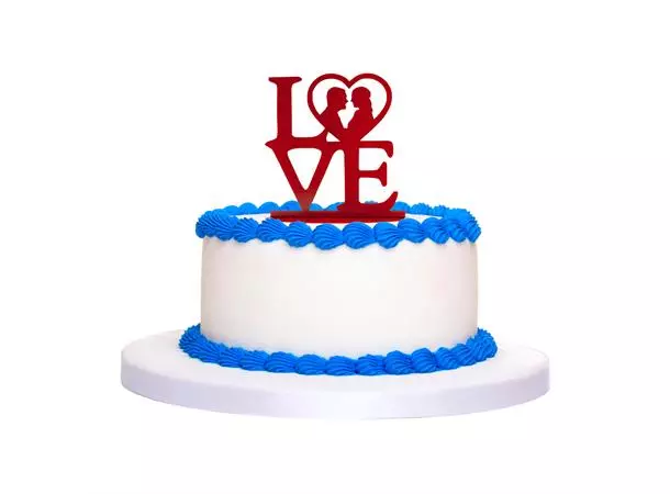 Metall kaketopp rød LOVE 19x19cm