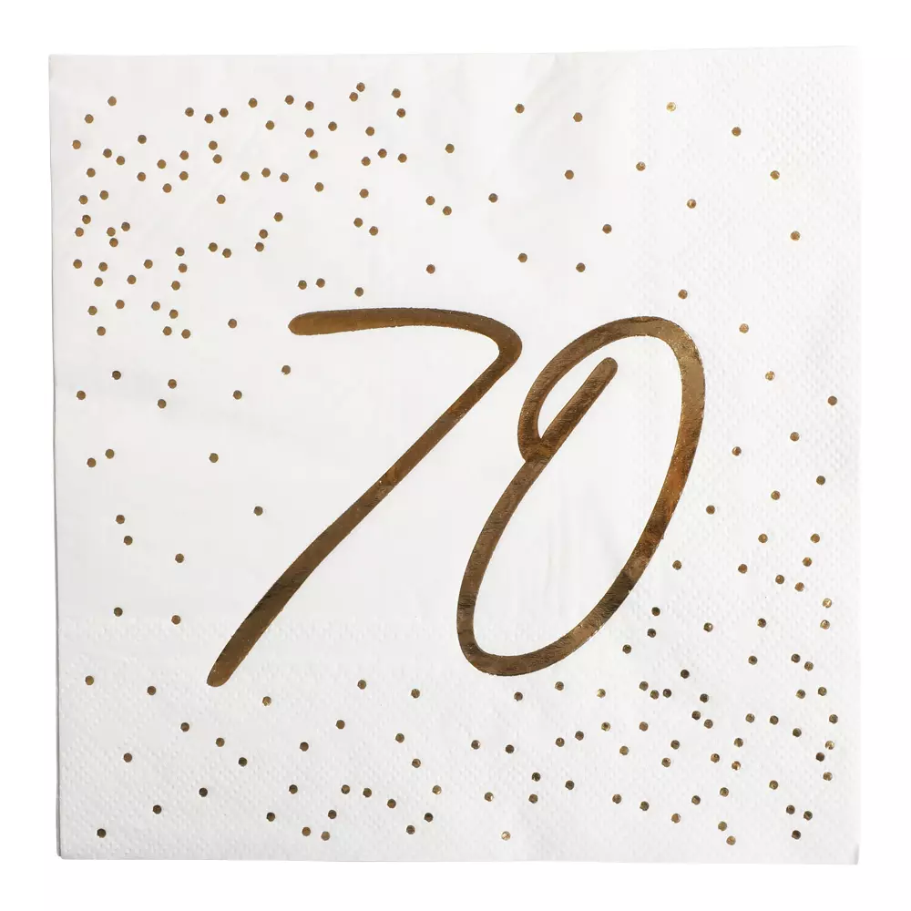 Servietter 70 år gull/hvitt 16pk
