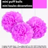 Mini pompom mørk rosa 3 stk 23 cm