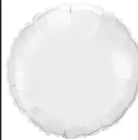 Ensfarget rund folieballong hvit 46 cm