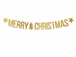 Banner merry christmas gold 150cm