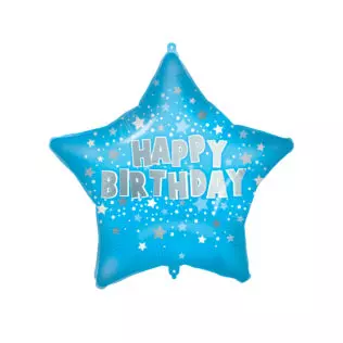 "Star Happy Birthday Blue" Balloon 46 cm