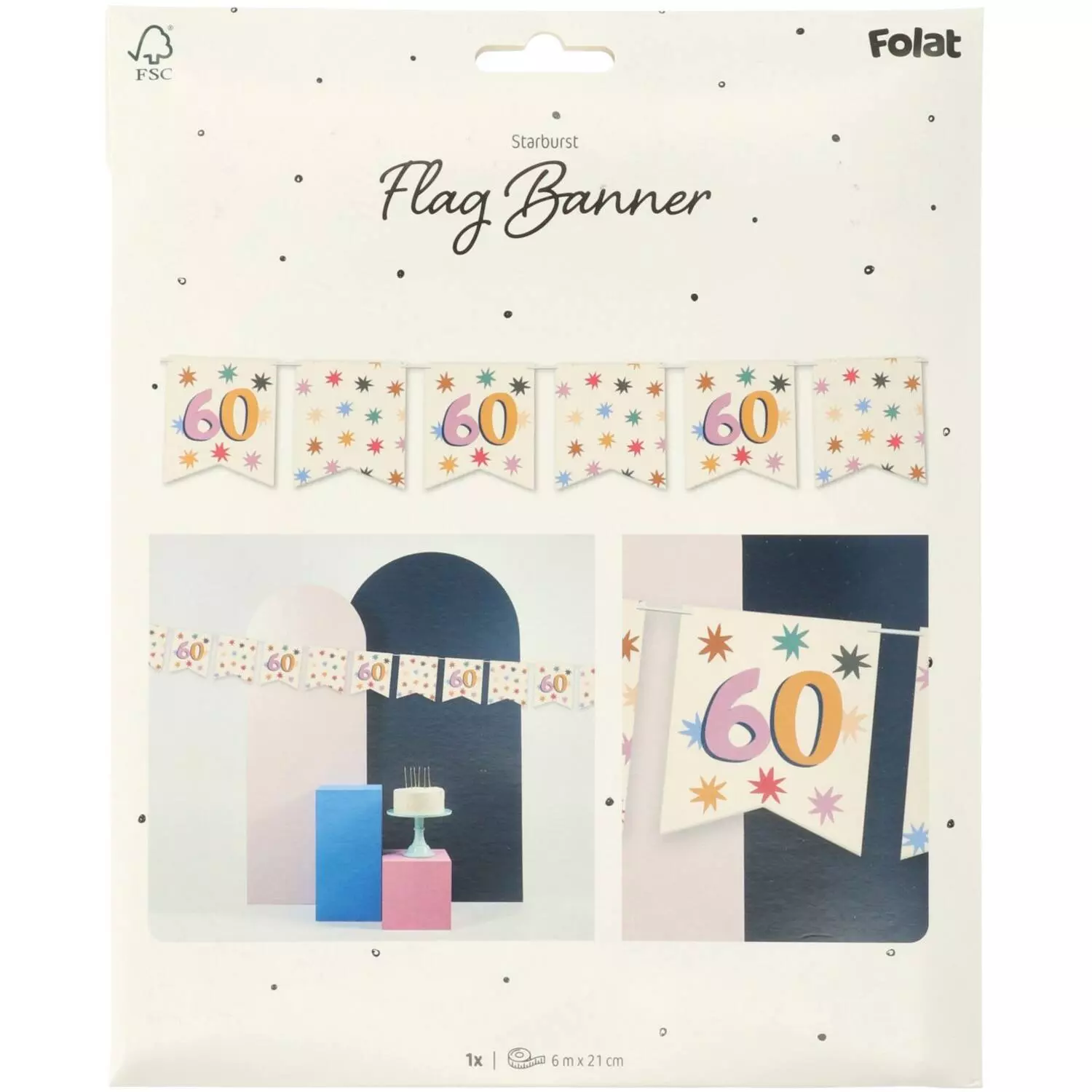 Flaggbanner starburst 60 år 6m