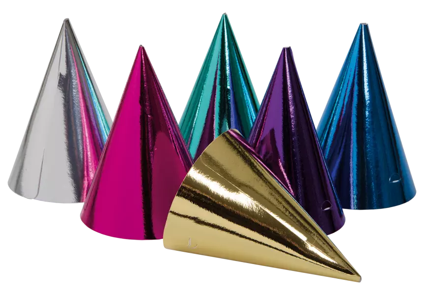 Folie partyhatter assortert 6 pk