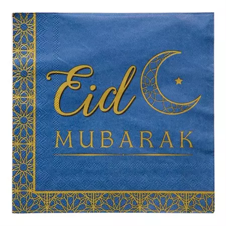 Eid Mubarak servietter blå 16pk