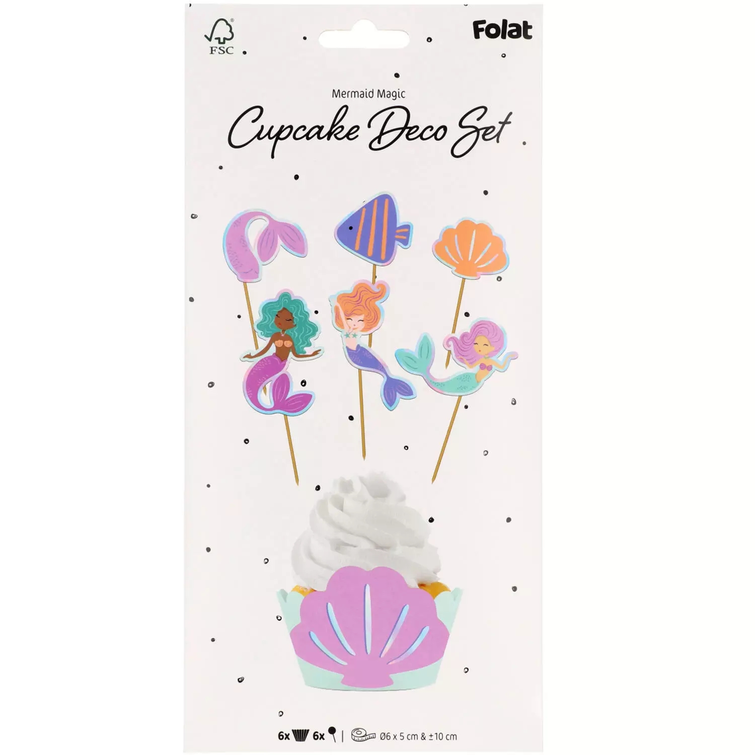 Mermaid cupcake decoration set 6 stk