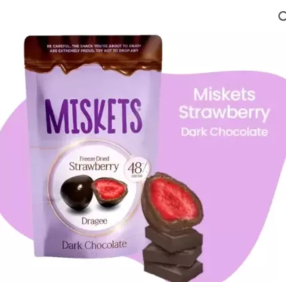 MISKETS DARK CHOCOLATE COVERED FREEZE-DRIED STRAWBERRY 80g
