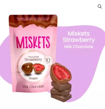 MISKETS MILK CHOCOLATE COVERED FREEZE-DRIED STRAWBERRY 80g