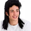 80s mullet parykk svart