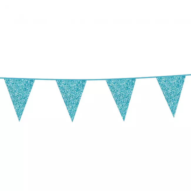 Glitter flaggbanner baby blue 20x30cm 6m