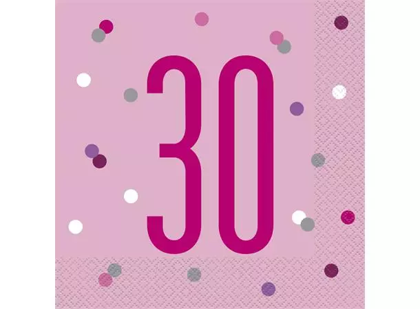 Servietter 30 rosa glitz 16pk