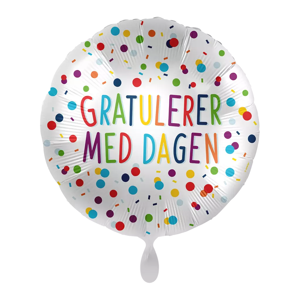 Folieballong Gratulerer med dagen - Konfetti