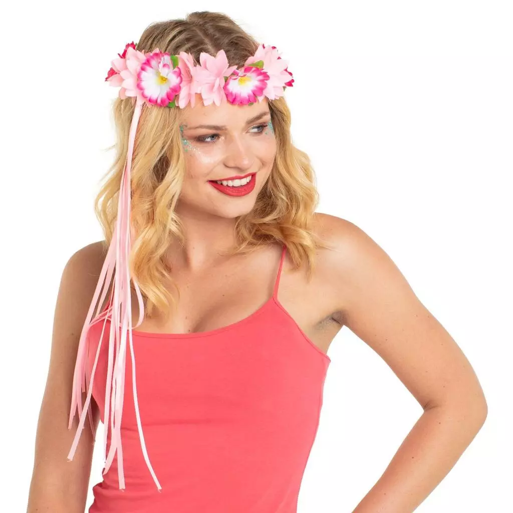 Rosa blomsterkrans til hode
