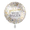 Folieballong Gratulerer med dagen - Gull/Sølv