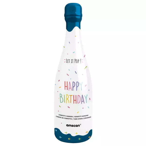 Confetti Bottle Multicolor Rectangular Paper 32cm Blue Bottle