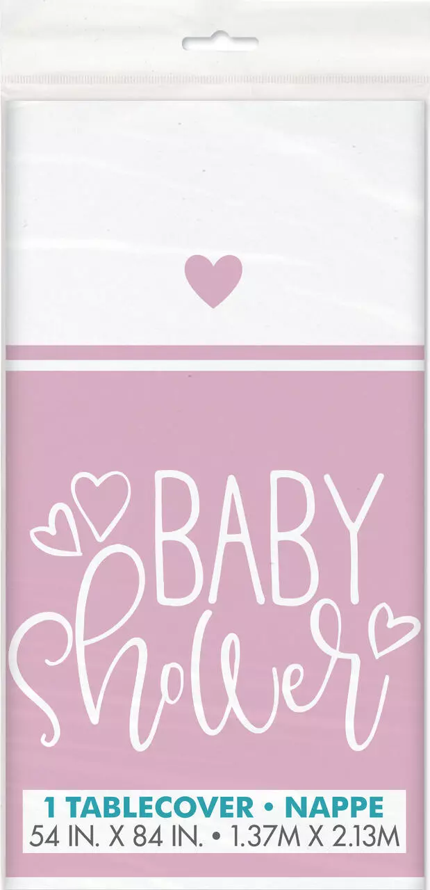 Pink Hearts Baby Shower plastduk 137x213cm