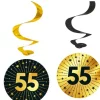 "55" swirls decoration golden celebration 4pk