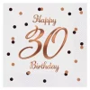 Servietter 30 år Hvit rosègulltrykk 20pk